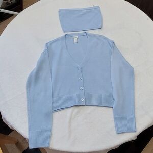 West of Melrose Light Blue Cardigan w/ tube top
